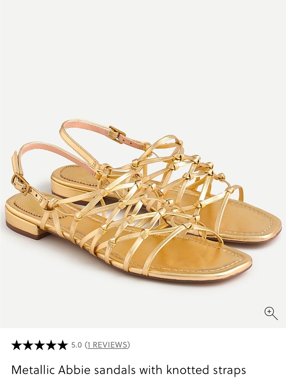 J.Crew Gold Metallic Abbie Sandals Leather Knotted Strappy Cruise Summer Size 8